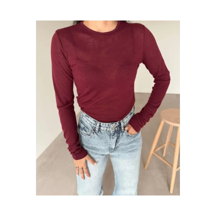Çilek Doku Bordo Transparan Body