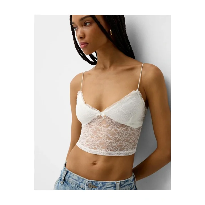 Dantel Askılı Crop Bluz ORJ