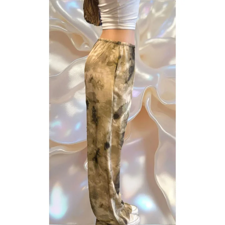 Desenli Premium Beli Lastikli Geniş Paça Pantolon
