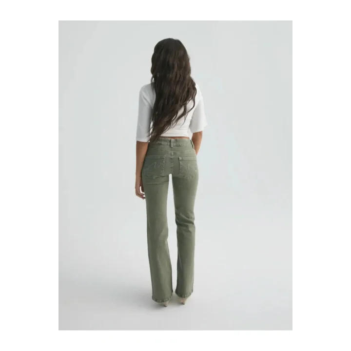 Düşük Bel Yeşil Kot Pantolon