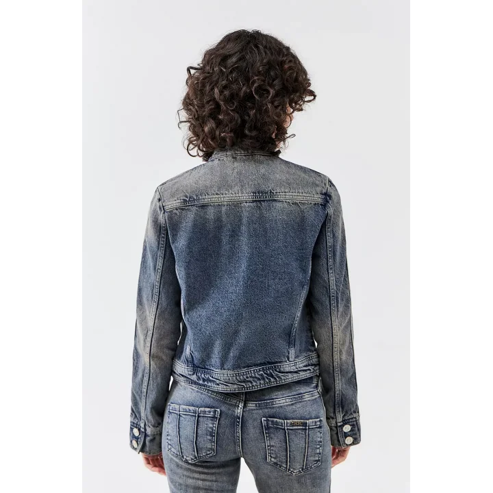 Vintage Fermuarlı Denim Ceket