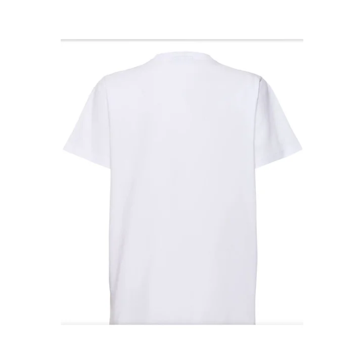 GANNI Beyaz Basic Jersey Leopar Tişört