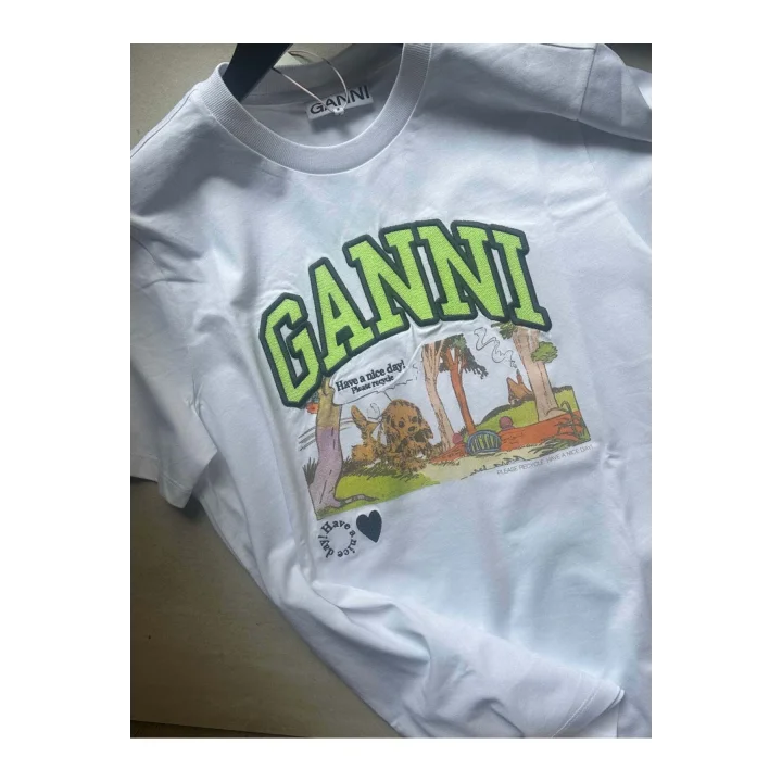 GANNİ Beyaz Basic Park Tişört