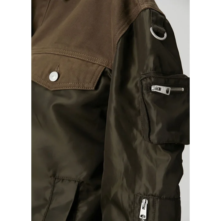 Haki Çift Kumaş Oversize Ceket