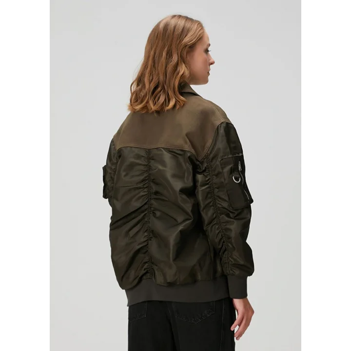 Haki Çift Kumaş Oversize Ceket