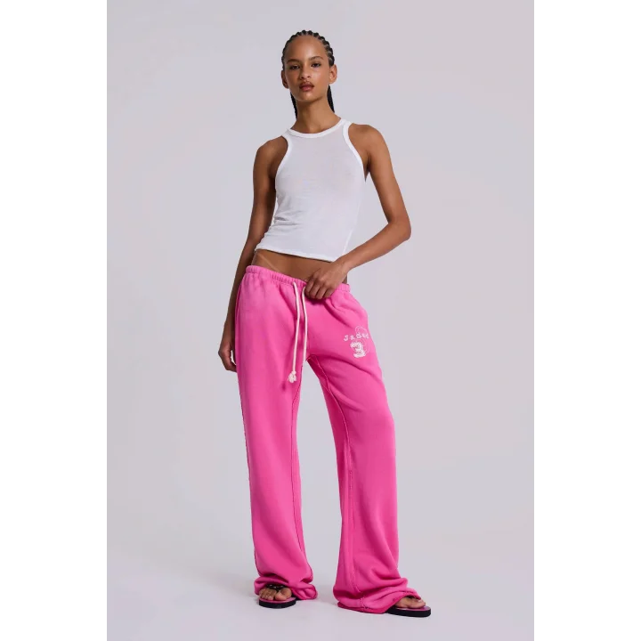 JL Esintili Pembe Düşük Bel Bol Paça Jogger Eşofman Altı Kadın