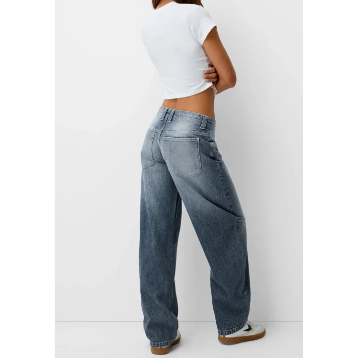 Kadın Baggy Koyu Mavi Rahat Kesim Boyfriend Jean