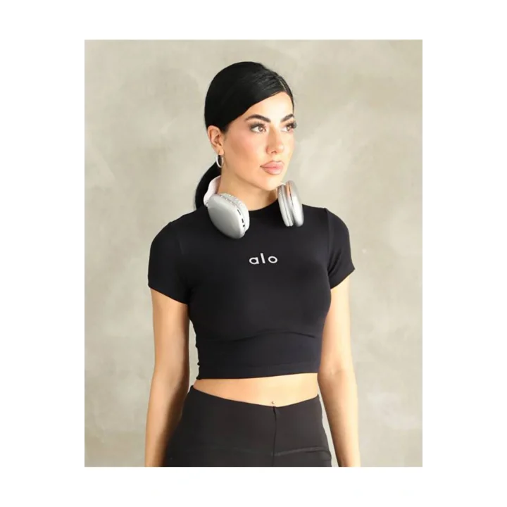 Kadın Bisiklet Yaka Kısa Kollu Basic Crop Top Tişört