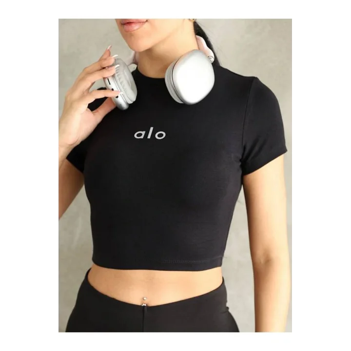 Kadın Bisiklet Yaka Kısa Kollu Basic Crop Top Tişört