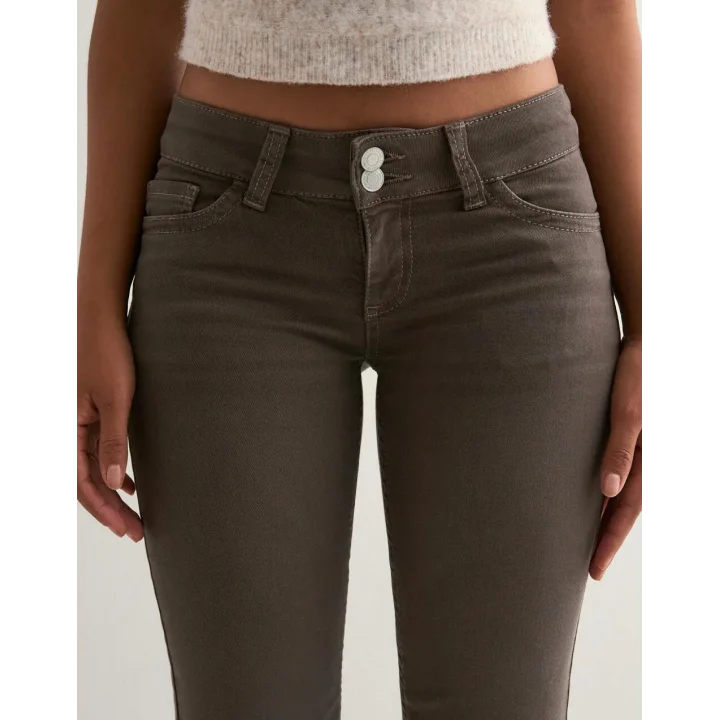 Kadın Kahve Düşük Bel Bootcut Stitch Pantolon Jean