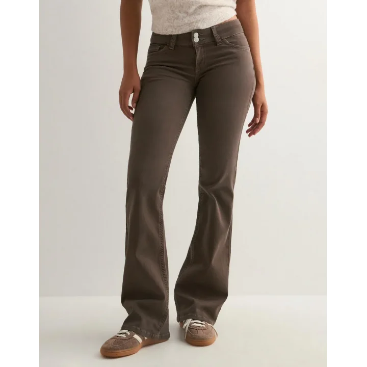 Kadın Kahve Düşük Bel Bootcut Stitch Pantolon Jean