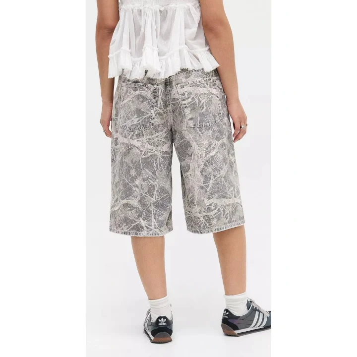 Karışık Desenli Denim Şortolon