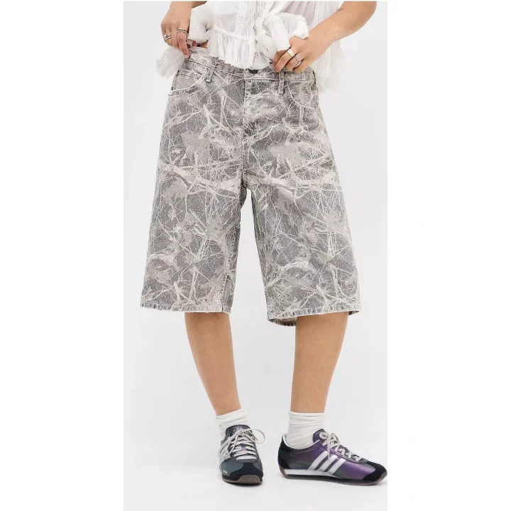 Karışık Desenli Denim Şortolon