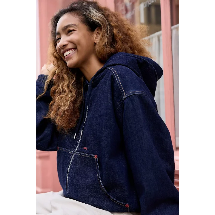 Koyu Lacivert Denim Bomber Unisex Ceket Oversize Mevsimlik Kaban