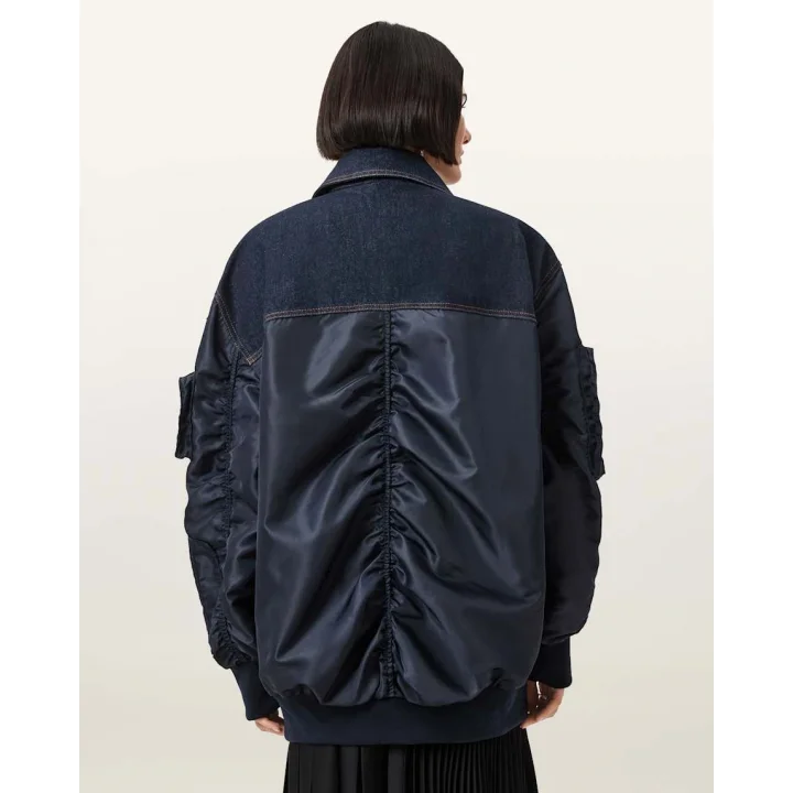 Lacivert Çift Kumaş Oversize Ceket
