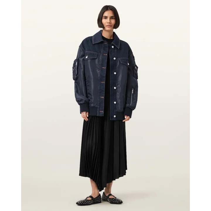 Lacivert Çift Kumaş Oversize Ceket