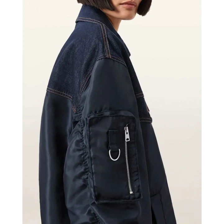 Lacivert Çift Kumaş Oversize Ceket