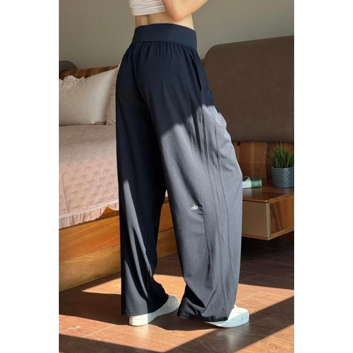 Lacivert Yüksek Bel Beli Lastikli Bol Paça Rahat Kesim Spor Pantolon