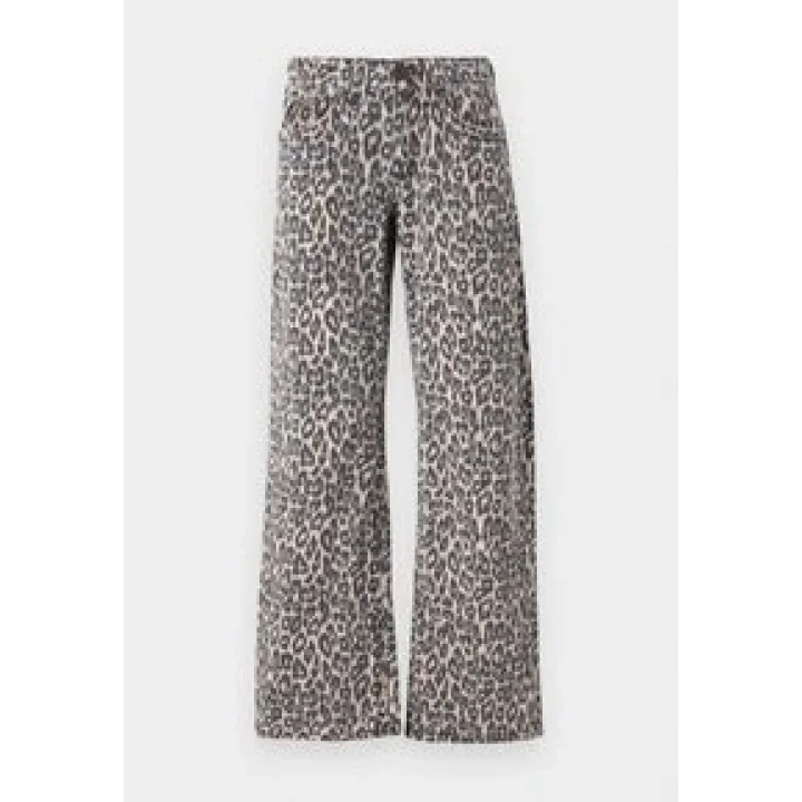 Leopar Desenli Düşük Bel Kot Pantolon