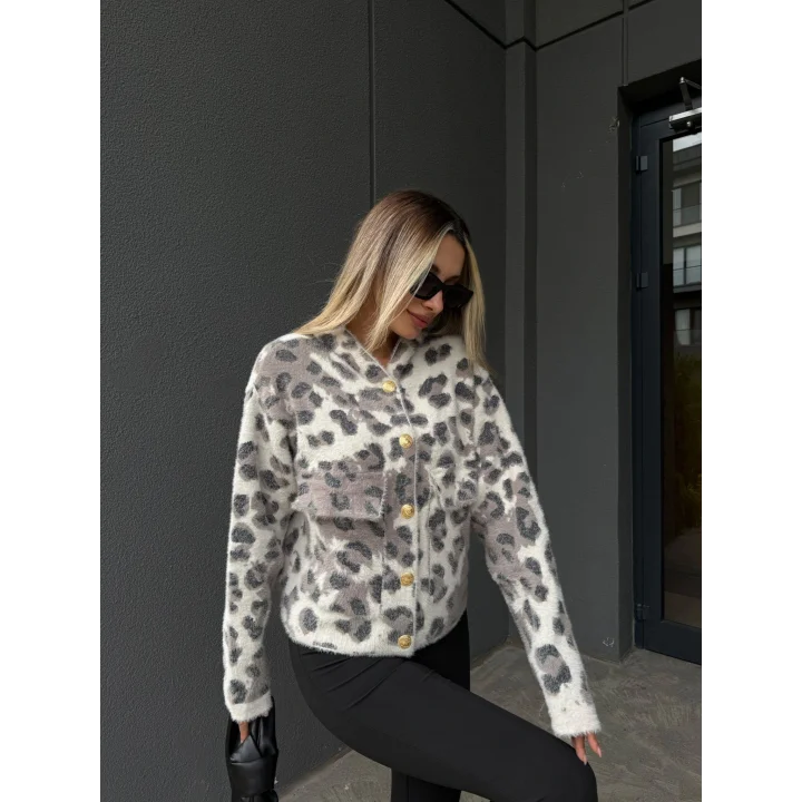 Leopar Yumoş Kapüşonlu Ceket