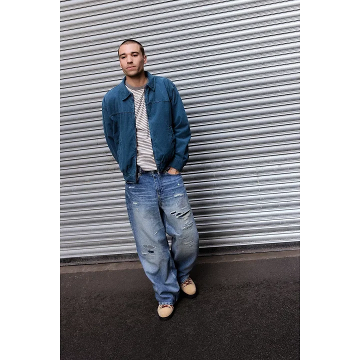 Mavi Kadife Bomber Unisex Ceket Oversize Mevsimlik Kaban