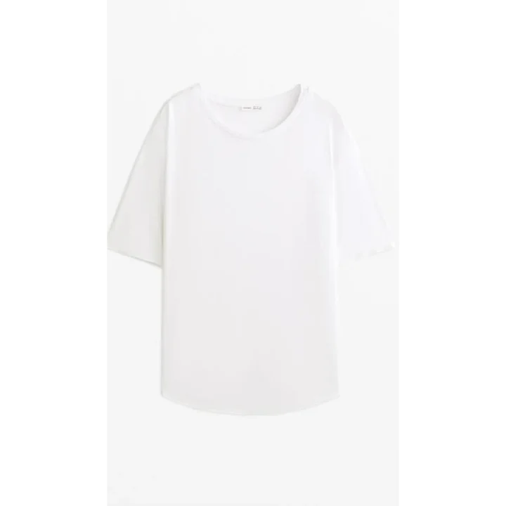 Modal Lazer Kesim Beyaz T-Shirt
