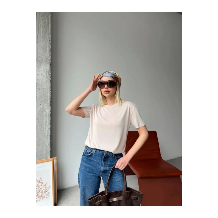 Modal Oversize Kısa Kollu Kadın Tişört Yumuşak Dokulu, Rahat Kesim