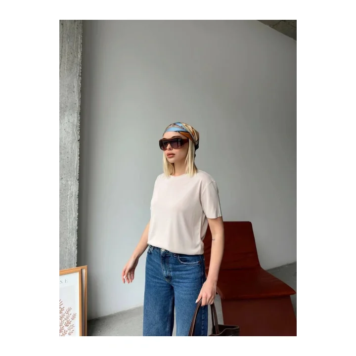 Modal Oversize Kısa Kollu Kadın Tişört Yumuşak Dokulu, Rahat Kesim