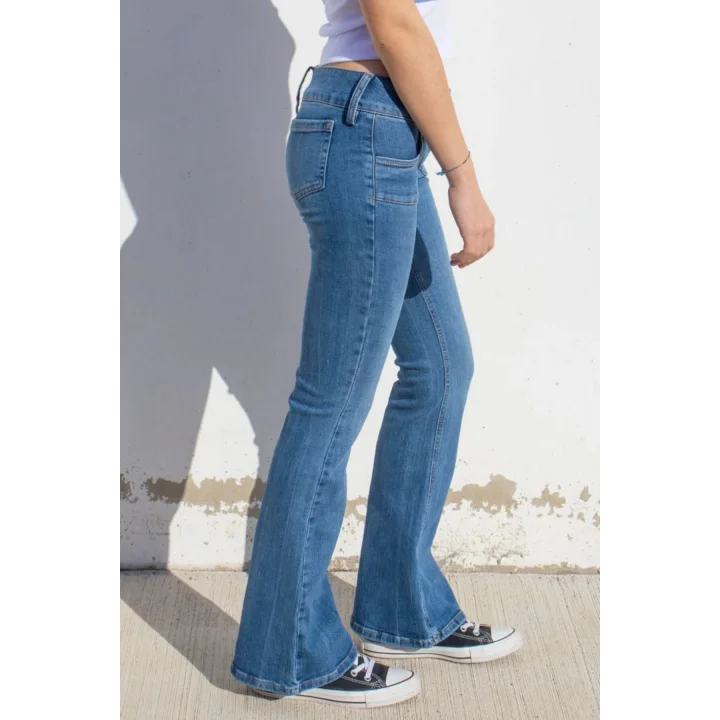 Önü Kare Cep Flare Denim Pantolon SBD
