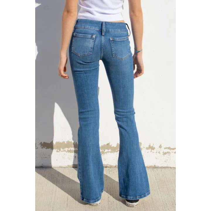 Önü Kare Cep Flare Denim Pantolon SBD