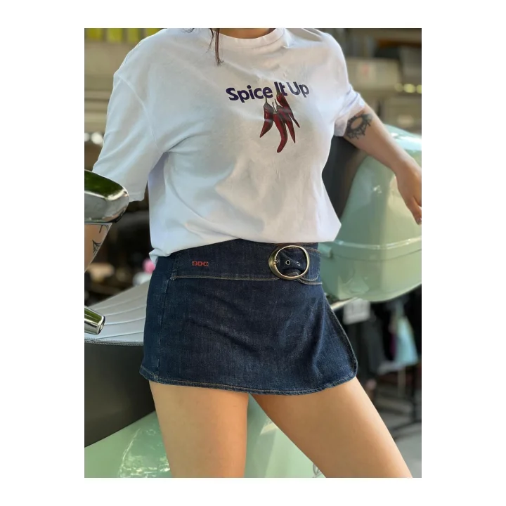 Spice It Up Oversize Beyaz Baskılı Unisex Biber Desenli T-Shirt