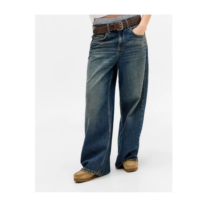 SUBD Yeşil Eskitme Baggy Kot Pantolon