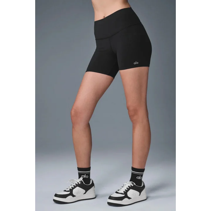 Tayt Şort Unisex Siyah Likralı Yoga Spor & Günlük Kombin