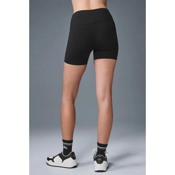 Tayt Şort Unisex Siyah Likralı Yoga Spor & Günlük Kombin