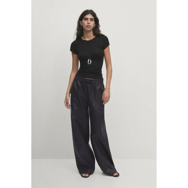 Unisex İpli Bol Paça Palazzo Yazlık Harem Cepli Kumaş Bol Paça Pantolon