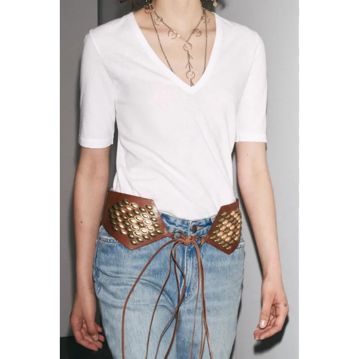 V yaka beyaz Basic tshirt