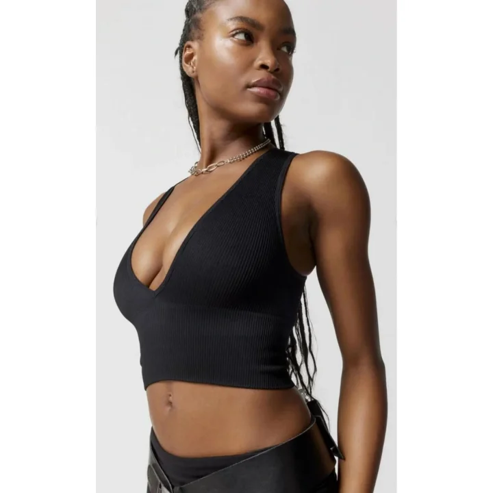 y2k Derin V Yaka Seamless Crop