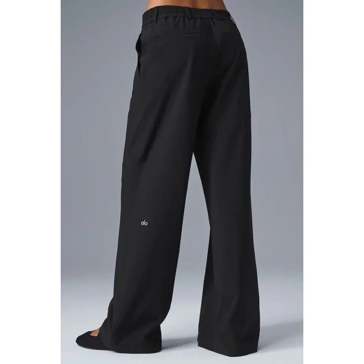 Yüksek Bel Geniş Paça Bol Siyah Spor Pantolon