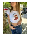 y2k Cute Bear Baskılı Crop Top