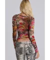 y2k Transparan Renkli Desenli Bluz