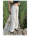 y2k Yandan Bağcıklı Keten Pantolon