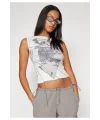 y2k Dokuma Baskı Crop Top