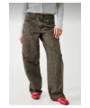 VibeGaia Leopar Bel Detay Denim Pantolon
