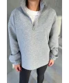 Yarım Fermuarlı Dik Yaka Sweatshirt