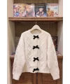 Kurdele Detaylı Cardigan Oversize Hırka