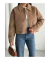 Yumuşak Fermuarlı Crop Ceket