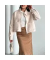 Yumuşak Fermuarlı Crop Ceket