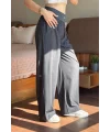 Antrasit Yüksek Bel Beli Lastikli Bol Paça Rahat Kesim Spor Pantolon