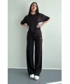 Ao Baskılı Modal Lastikli Yazı Baskılı Bol Paça Eşofman Altı Pantolon
