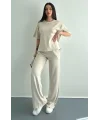 Ao Baskılı Modal Lastikli Yazı Baskılı Bol Paça Eşofman Altı Pantolon